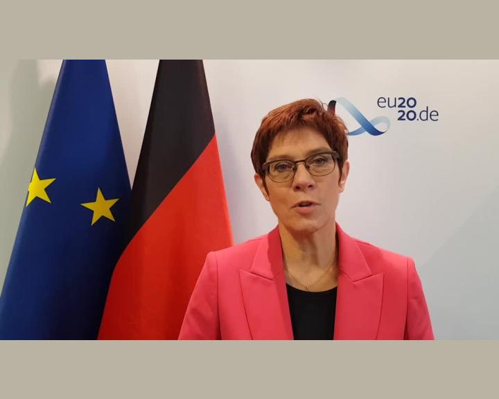 Federal Minister of Defence Annegret Kramp-Karrenbauer in the videoconference of EU defence ministers