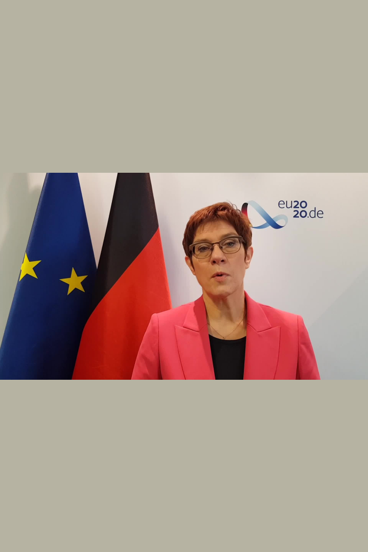 Federal Minister of Defence Annegret Kramp-Karrenbauer in the videoconference of EU defence ministers